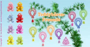 Preview: 615 Bastelset "Teddybären-Freunde" - Luftballon-Klöppelbrief mit 8 bunten Acryl-Teddybären